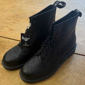 Dr. Martens X JOY DIVISION Black Embossed Boots